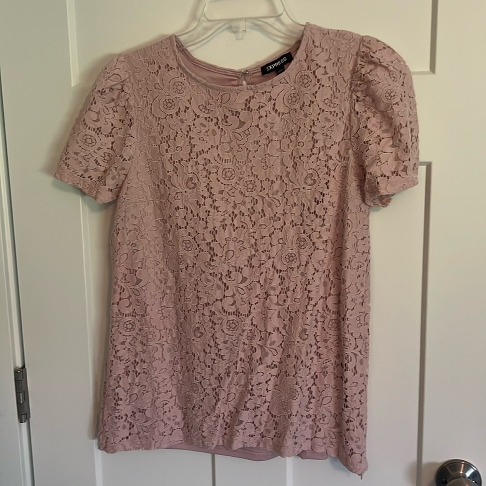 Express pink, flowery design, blouse size medium